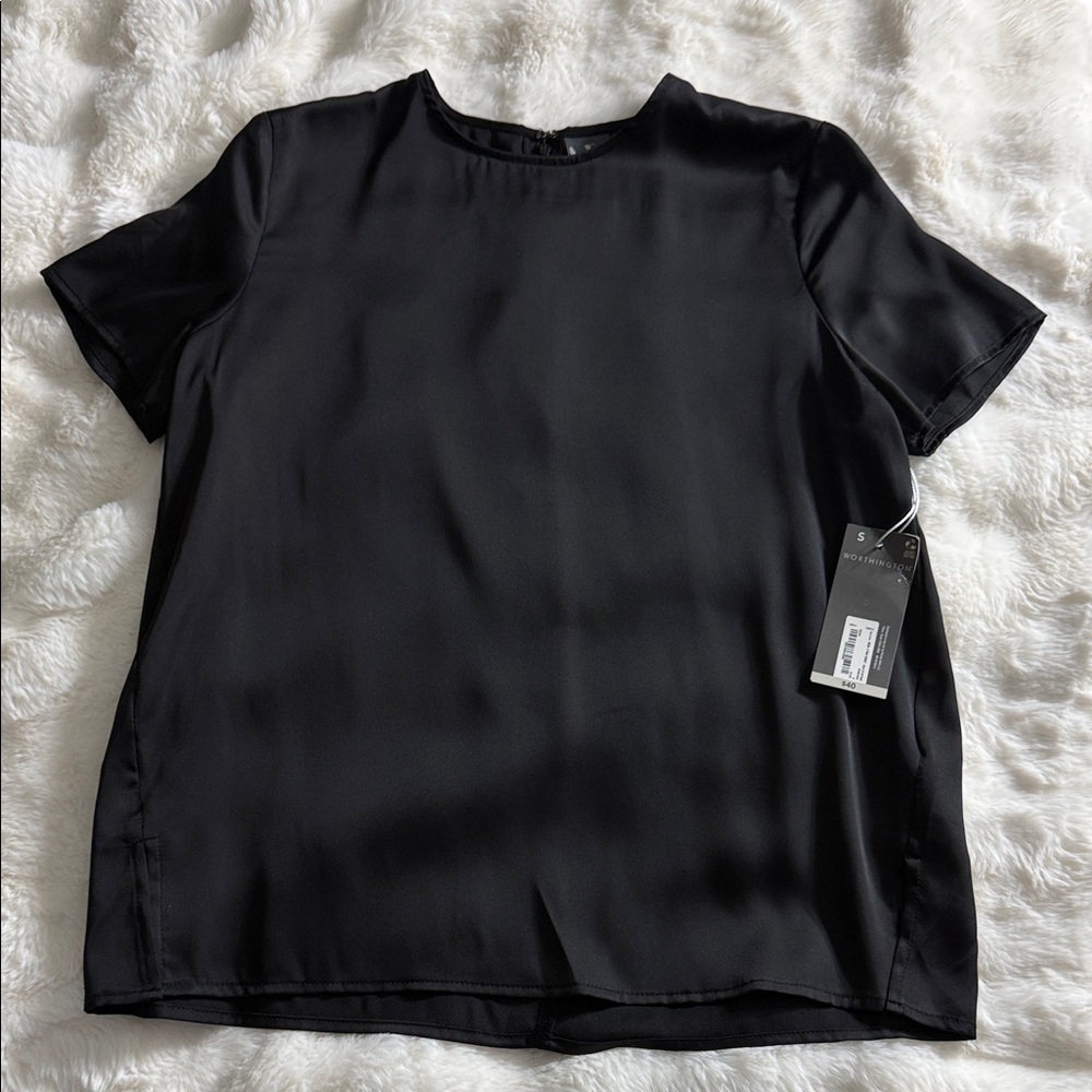 Worthington Satiny Black Blouse